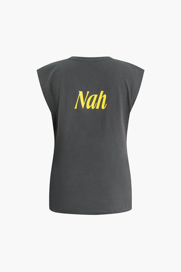 Letter Print Sleeveless T-shirt