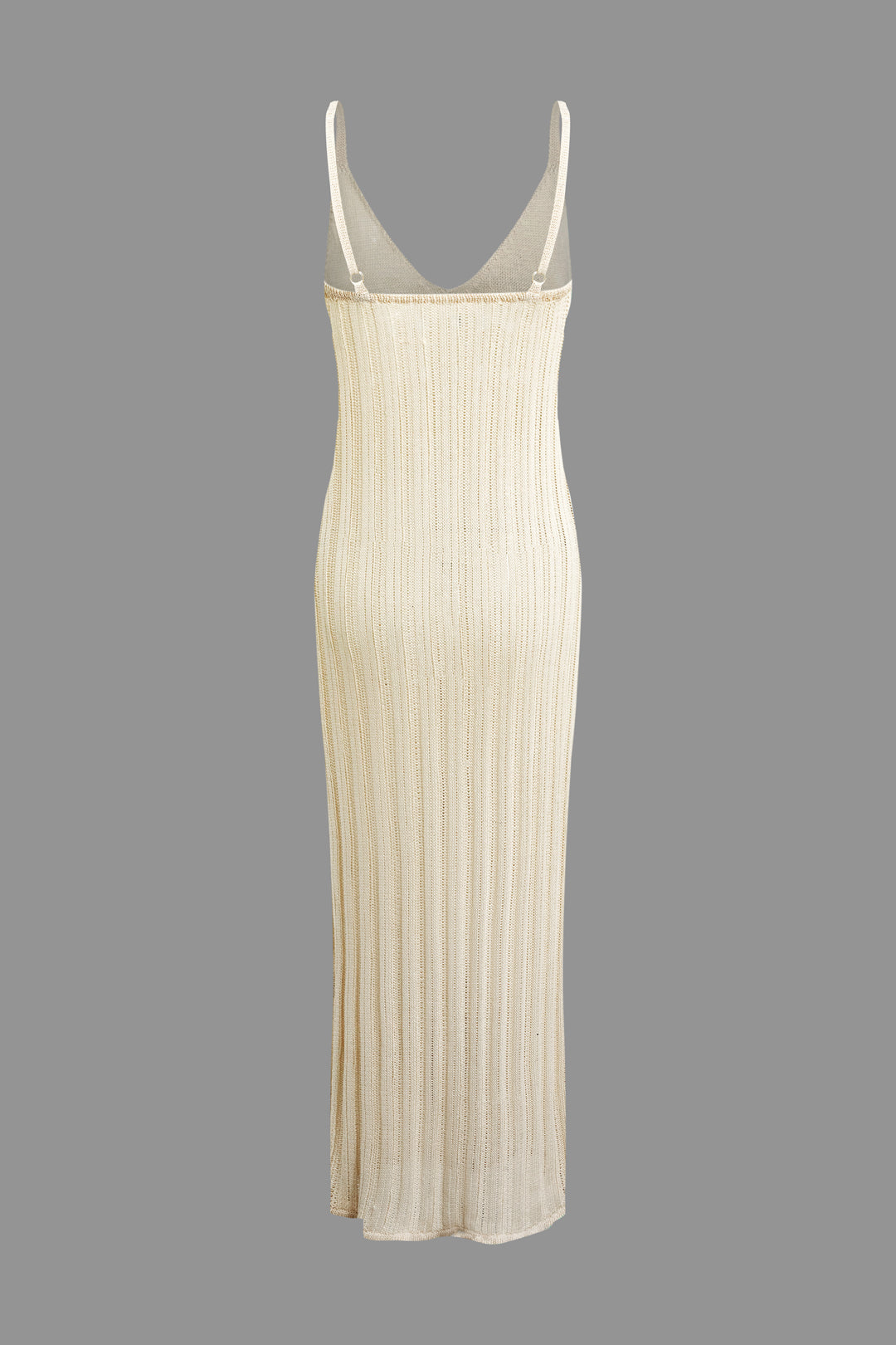 Hollow Out Slip V-neck Open Knit Maxi Dress