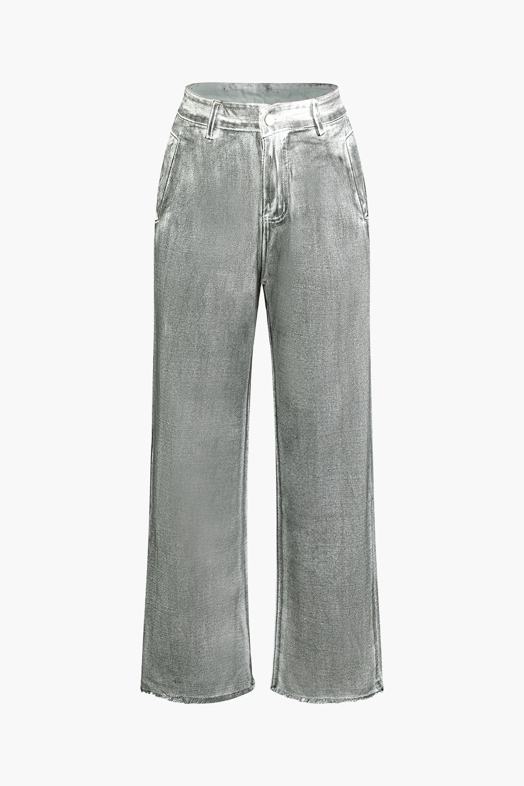 Distressed Frayed Hem Straight Leg Jeans