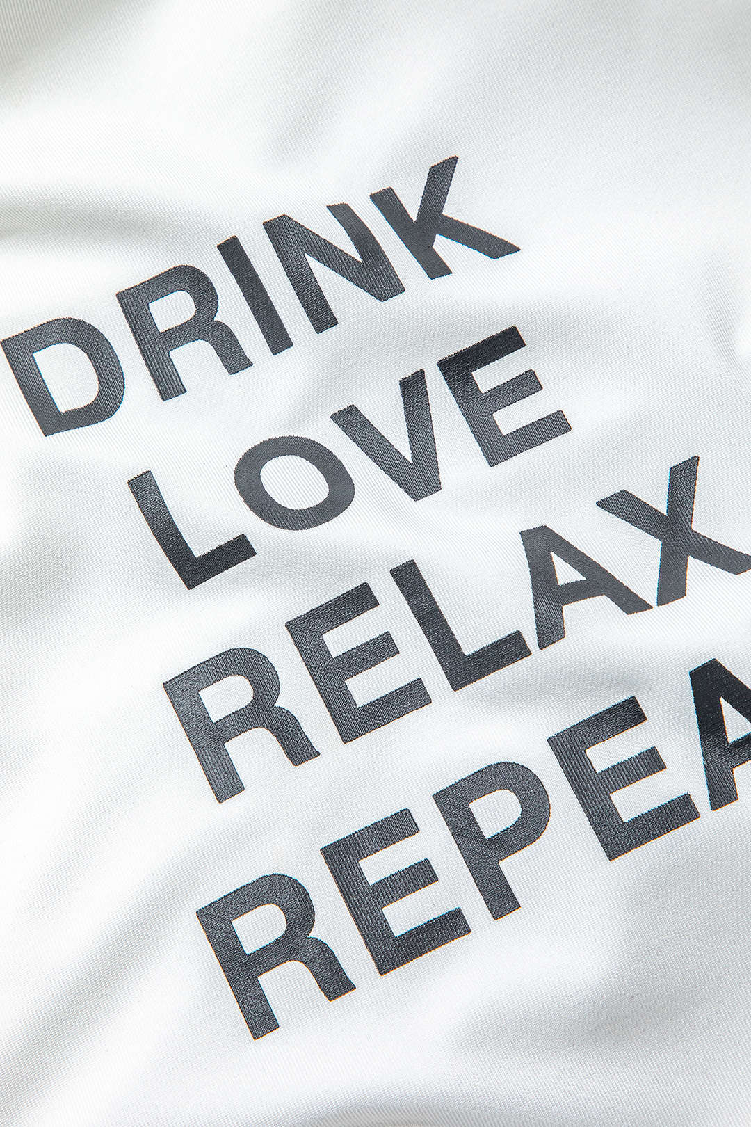 DRINK LOVE RELAX REPEAT Letter Print Ruched Cut Out T-shirt