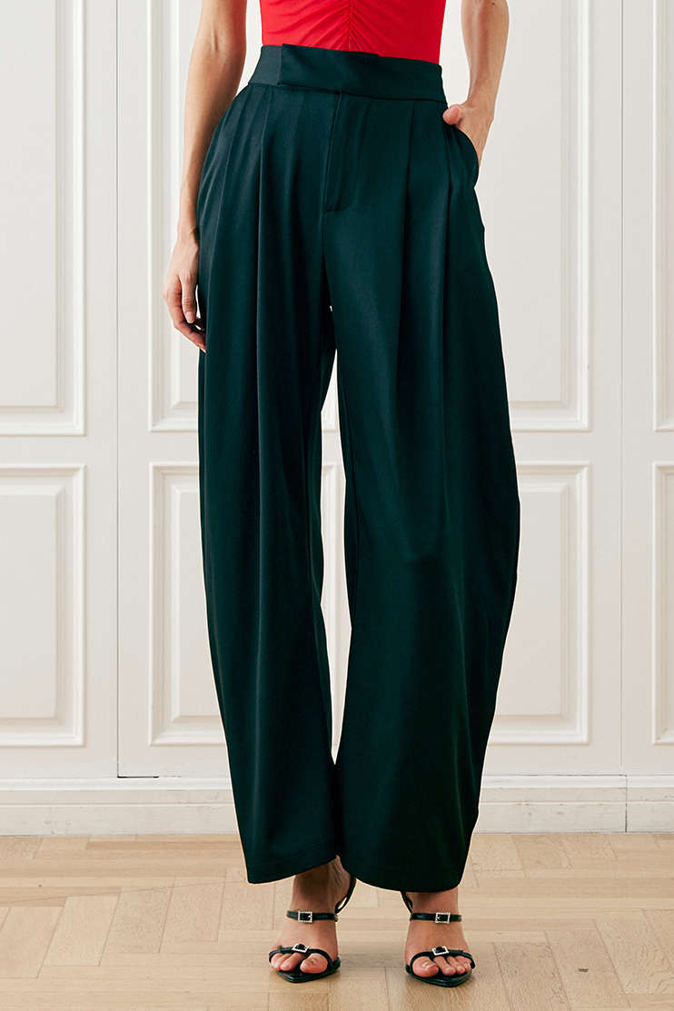 High Waist Pleated Straight Leg Pants