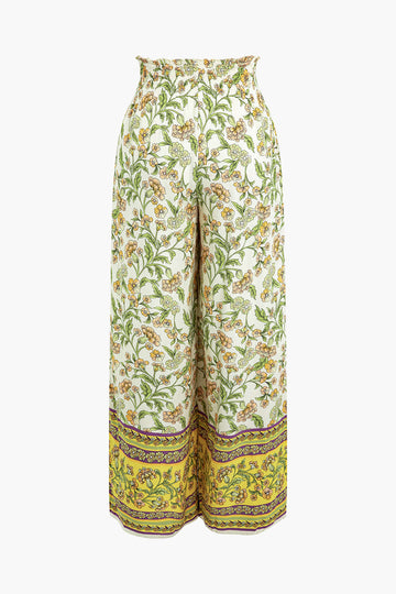 Floral Print High-Waist Wide Leg Pants