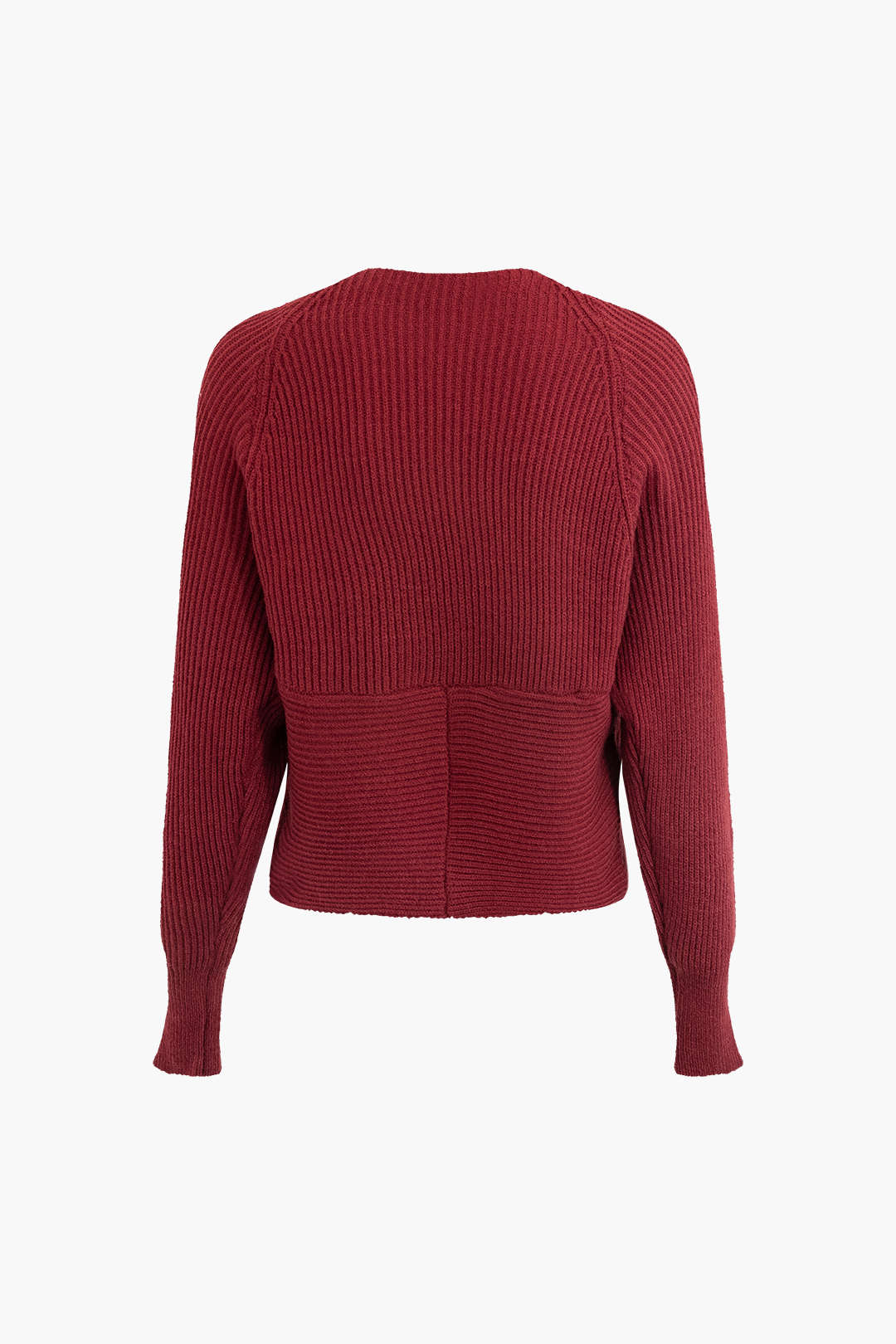 V-neck Cross Rib Knit Long Sleeve Top