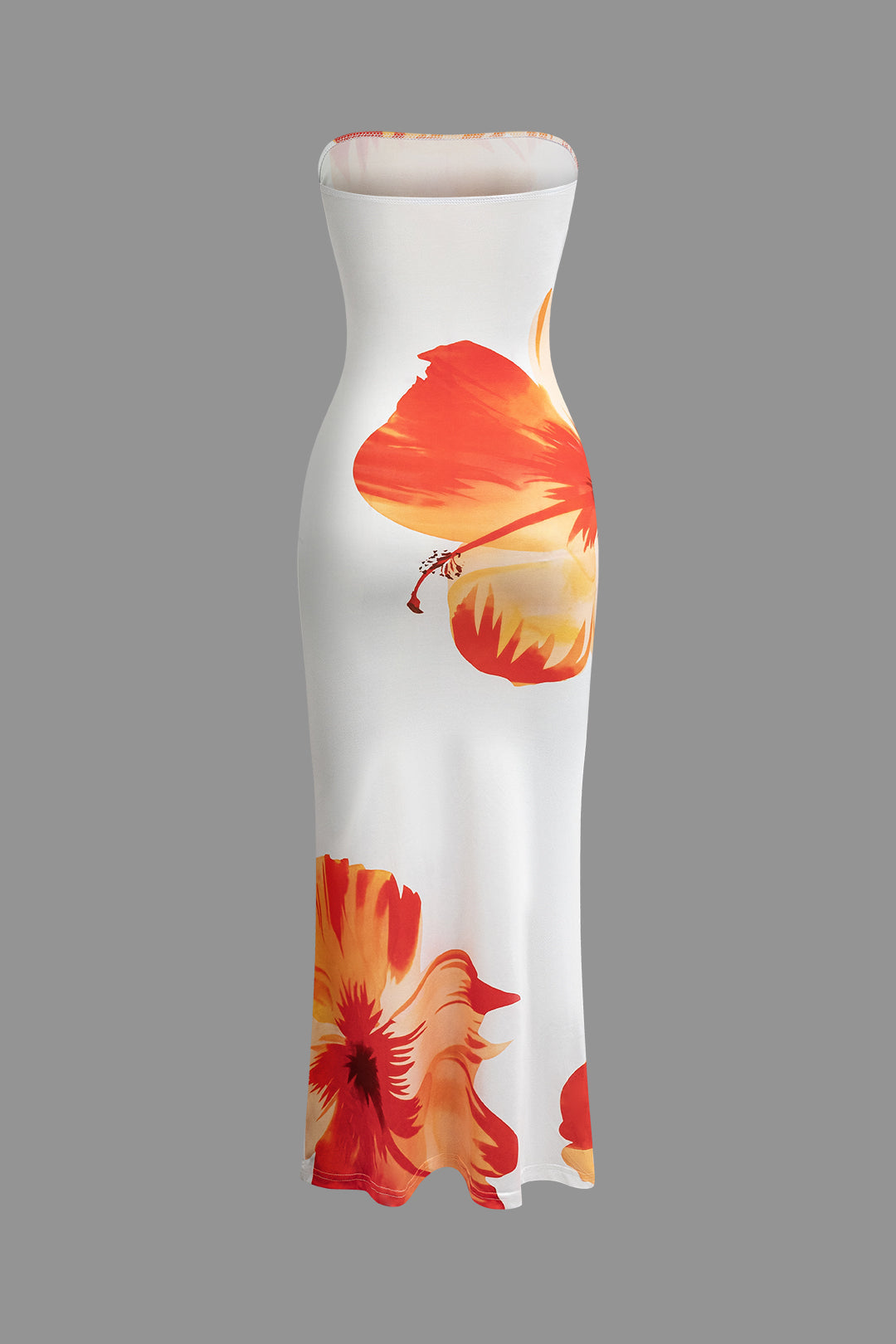 Sunny Floral Cascade Strapless Midi Dress