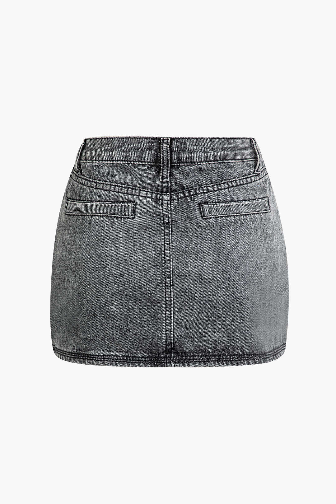 Faded Flap Pocket Cargo Denim Mini Skirt