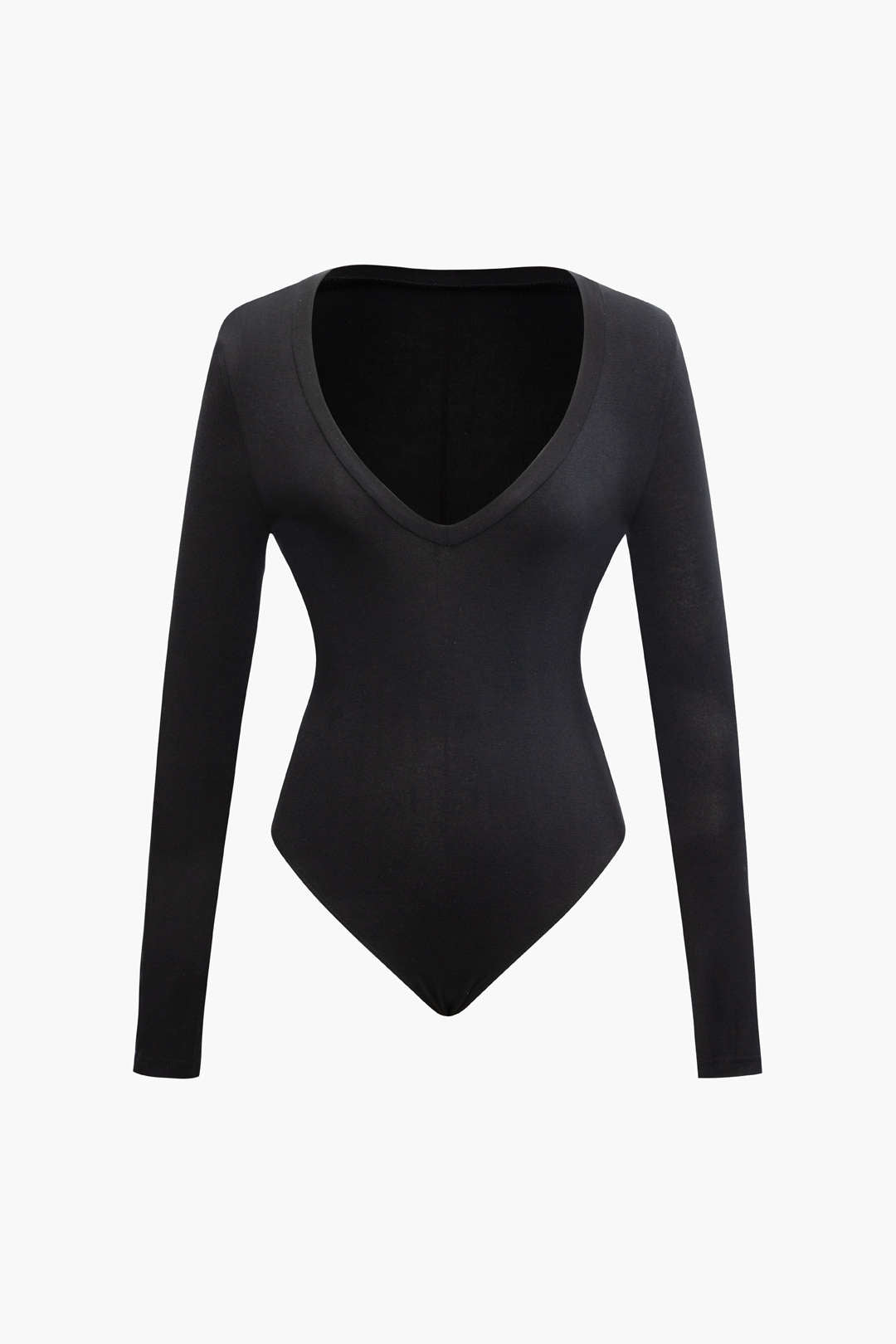 Solid V-neck Long Sleeve Bodysuit