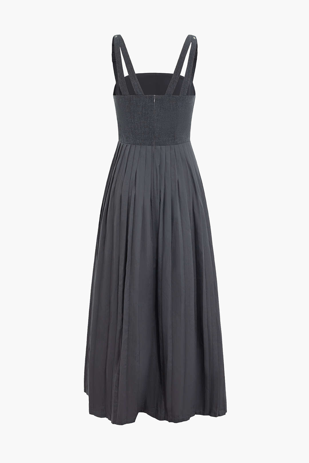 Buckle Strap Pleated Bustier Maxi Dress