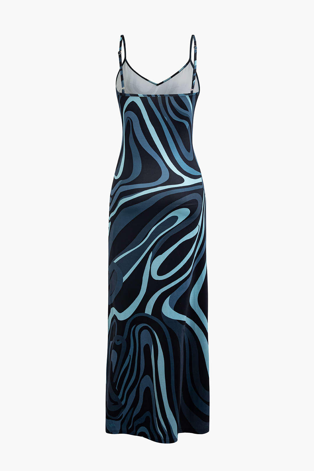 Abstract Print Backless Side-Slit V-Neck Cami Maxi Dress