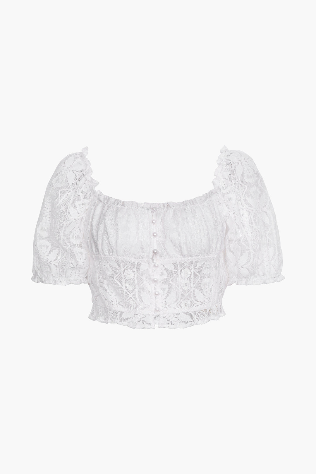 Lace Square Neck Buttons Down Shirt