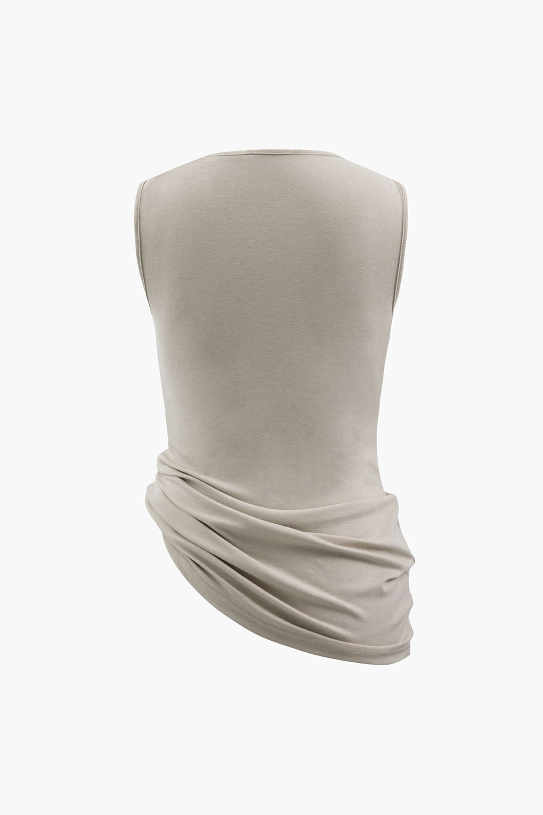 Asymmetric Cowl Neck Ruched Tank Top