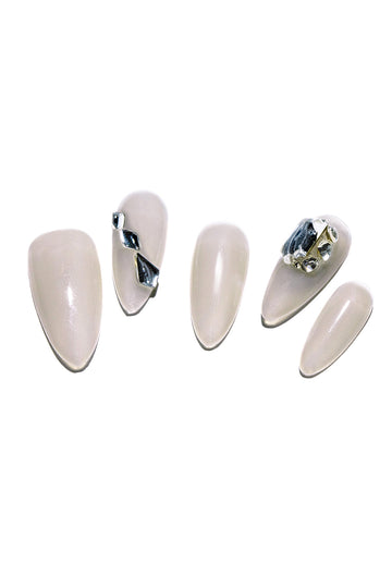 Rhinestone Embellished Stiletto Shape Handmade Nail Art