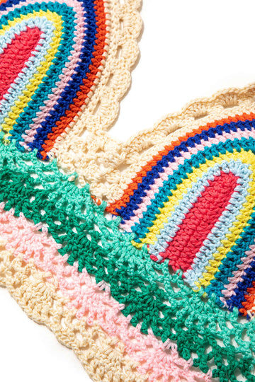 Rainbow Crochet Knit Halter Top