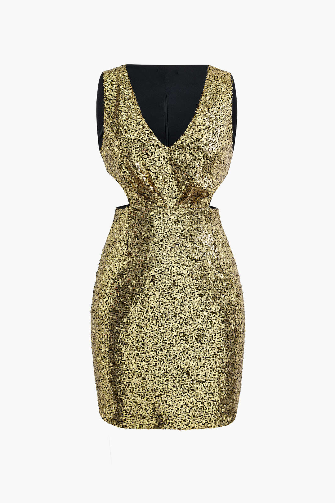 Sequin V-neck Sleeveless Cut Out Mini Dress