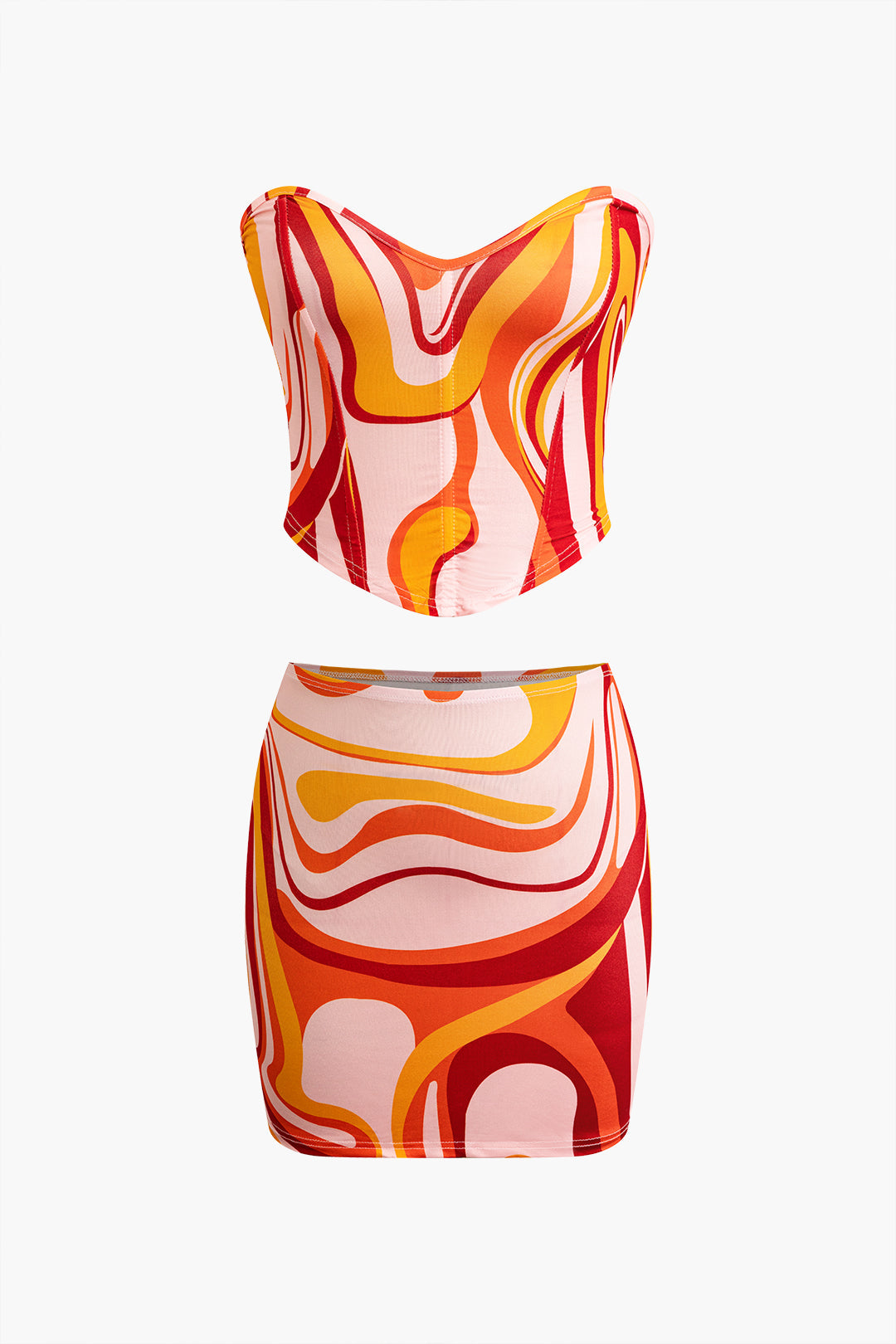 Abstract Print Tube Top And Skirt Set