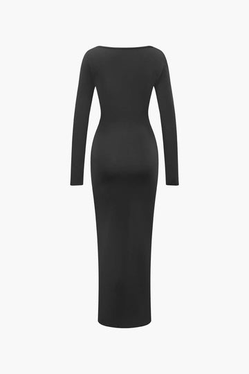 Square Neck Long Sleeve Maxi Dress