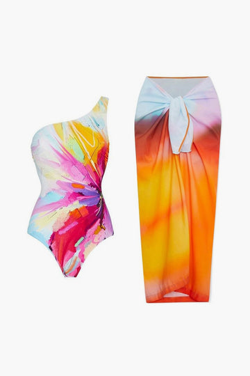 Tie Dye One Shoulder Tummy Control One-Piece Swimsuit