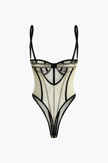 Mesh Cut Out Strap Bodysuit