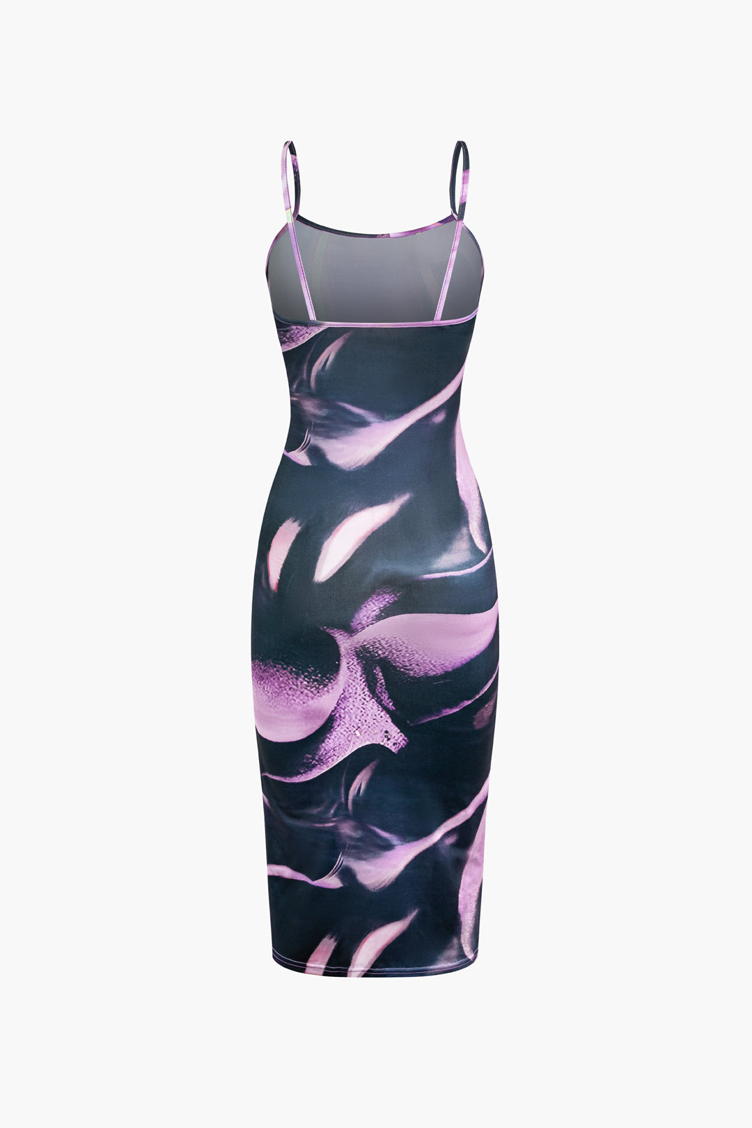 Abstract Floral Print Spaghetti Strap Midi Dress