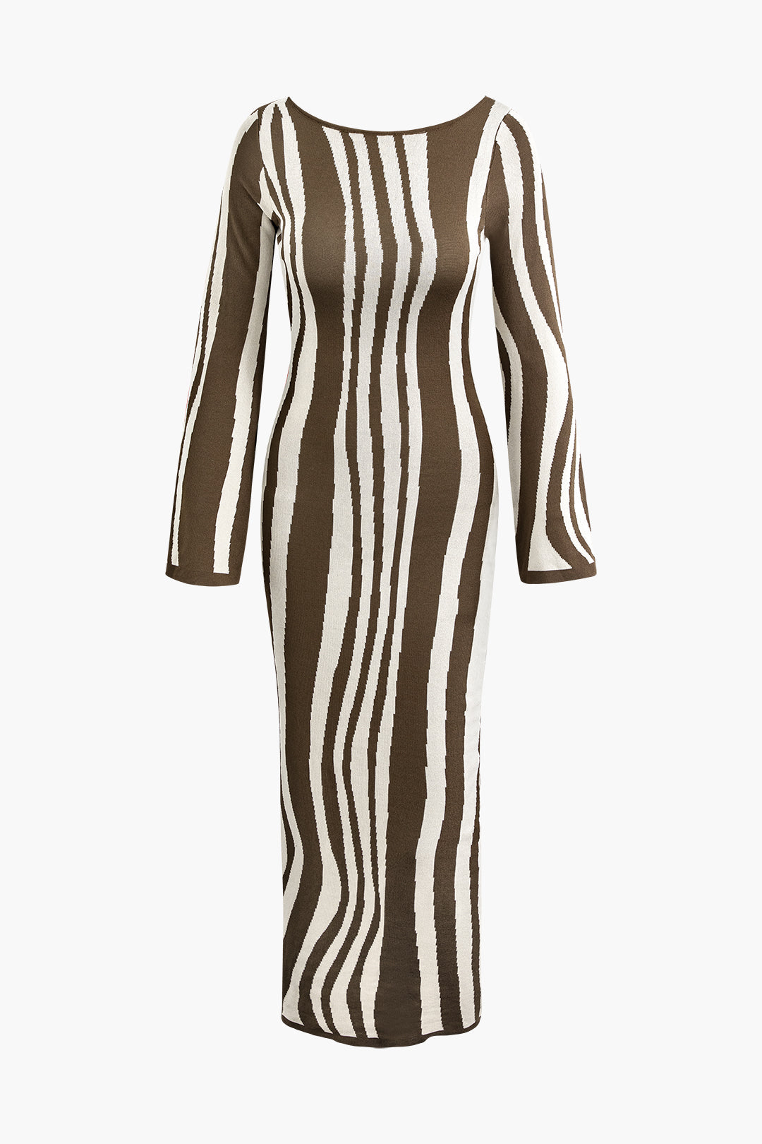 Contrast Stripe Round Neck Knit Maxi Dress