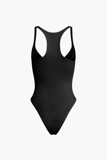 Solid Deep-V Neck Bustier Bodysuit