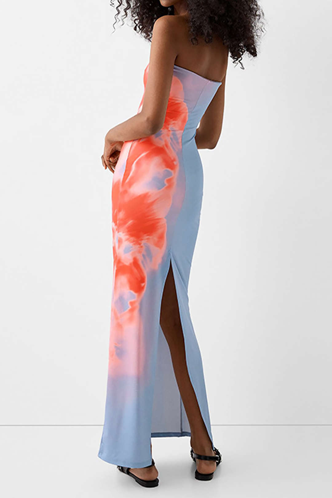 Flower Print Slit Maxi Dress