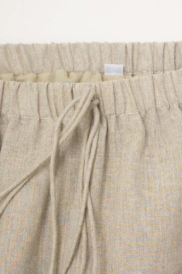 Linen Drawstring Wide Leg Pants