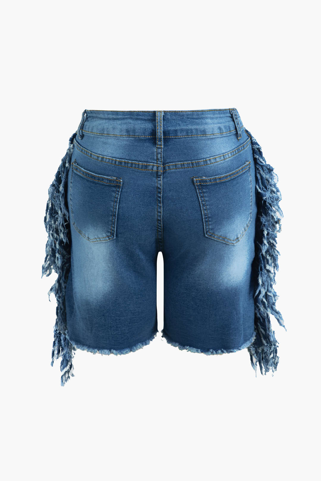 Fade Tassel Destroyed Denim Short