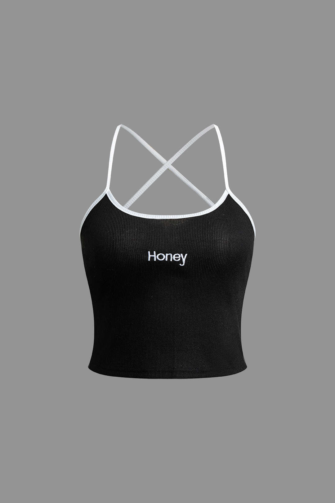 Honey Embroidery Cross Tie Cami Top